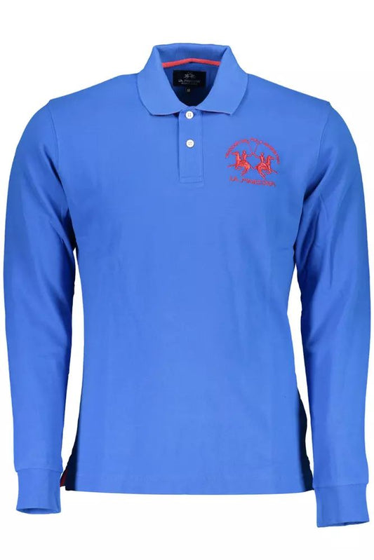 La Martina Elegant Blue Long-Sleeved Polo for the Modern Man