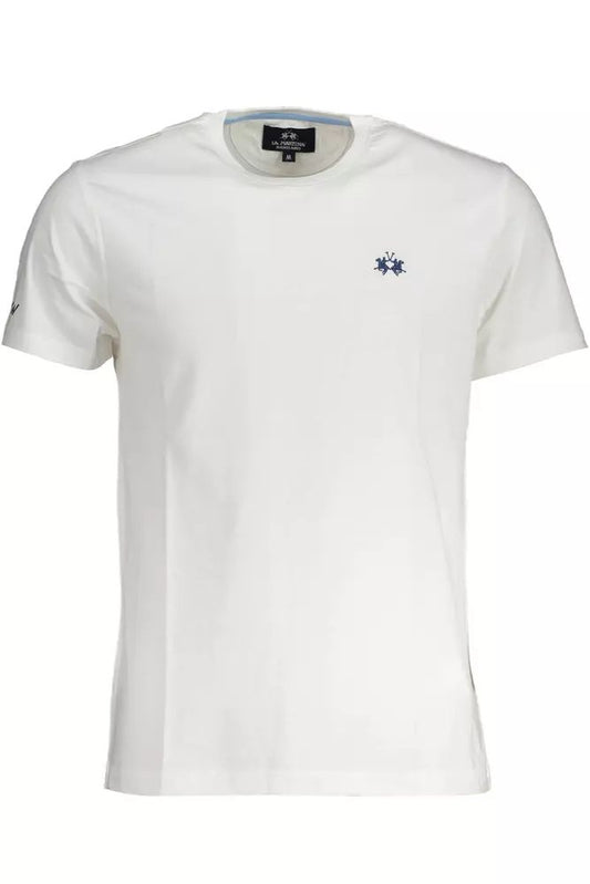 La Martina Elegant White Embroidered Tee