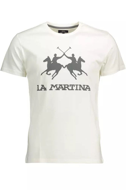 La Martina Crisp White Cotton Crew Neck Tee