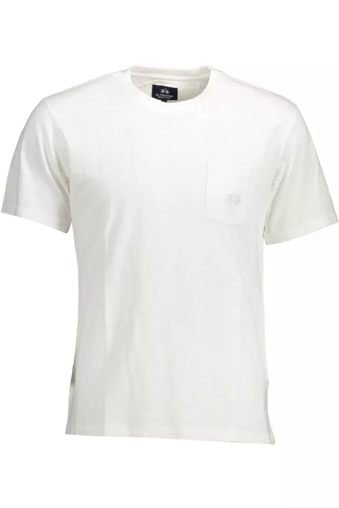 La Martina Elegant White Embroidered Pocket Tee