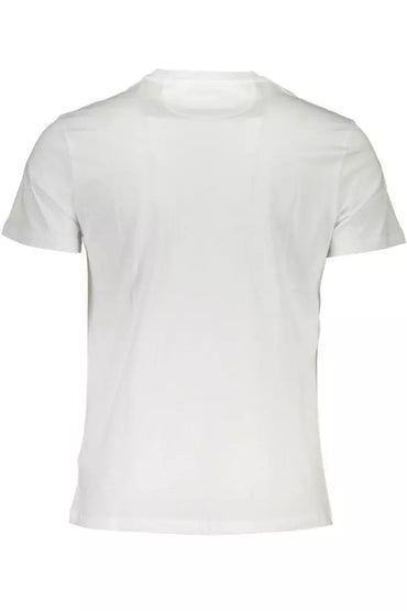 La Martina Elegant White Crew Neck Tee with Logo Print