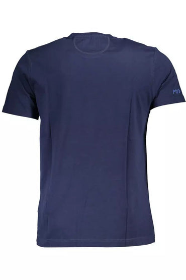 La Martina Elegant Blue Cotton Tee with Chic Print