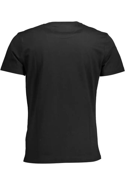 La Martina Elegant Black Crew Neck Cotton Tee