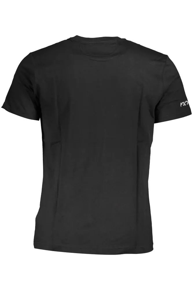 La Martina Elegant Black Cotton Tee with Iconic Print