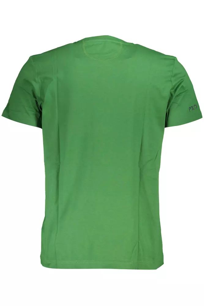 La Martina Elegant Green Cotton Tee with Iconic Print