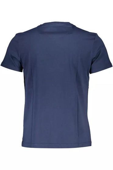 La Martina Elegant Blue Cotton Tee with Signature Print