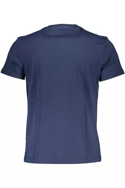 La Martina Elegant Blue Cotton Tee with Signature Print