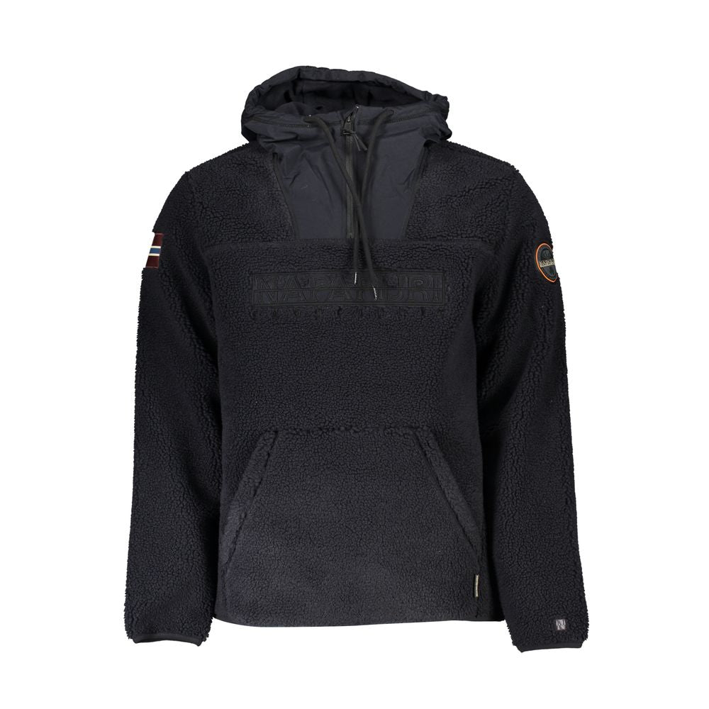 Napapijri Sleek Half-Zip Recycled Hoodie in Black