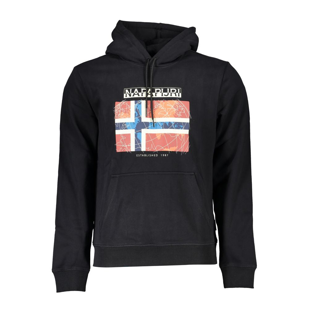 Napapijri Sleek Hooded Fleece Sweatshirt in Black