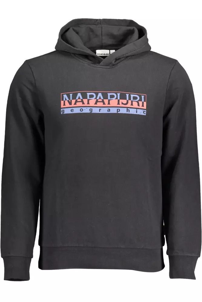 Napapijri Sleek Black Hooded Cotton Sweatshirt