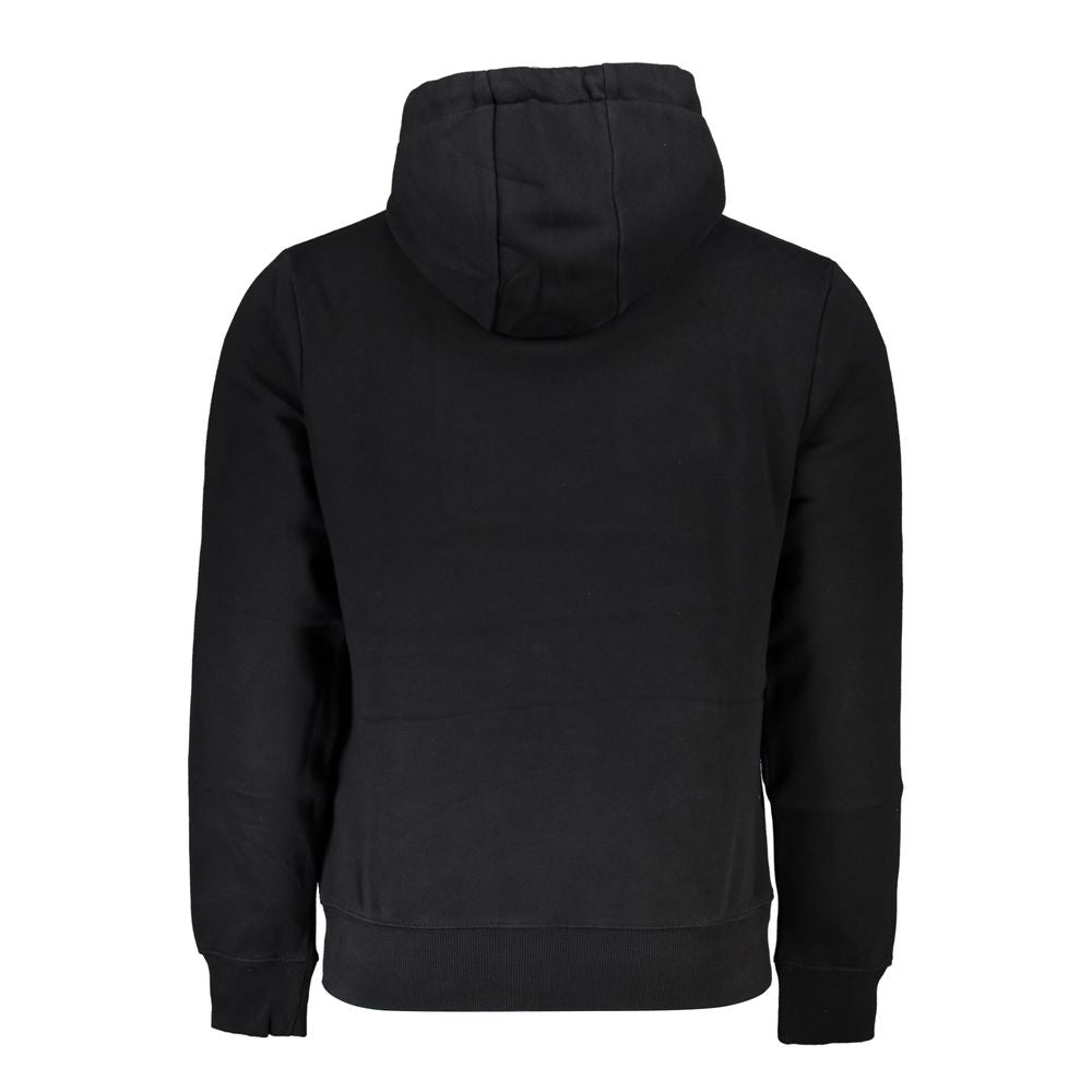 Napapijri Sleek Black Hooded Sweatshirt with Logo