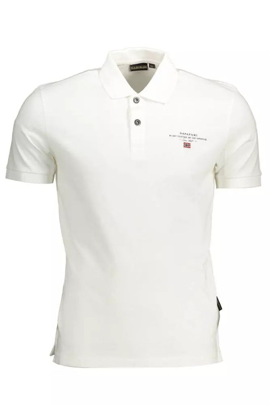 Napapijri Elegant White Cotton Polo with Embroidery