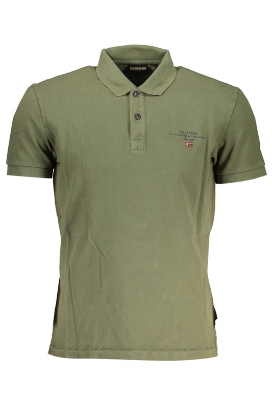 Napapijri Timeless Green Embroidered Cotton Polo