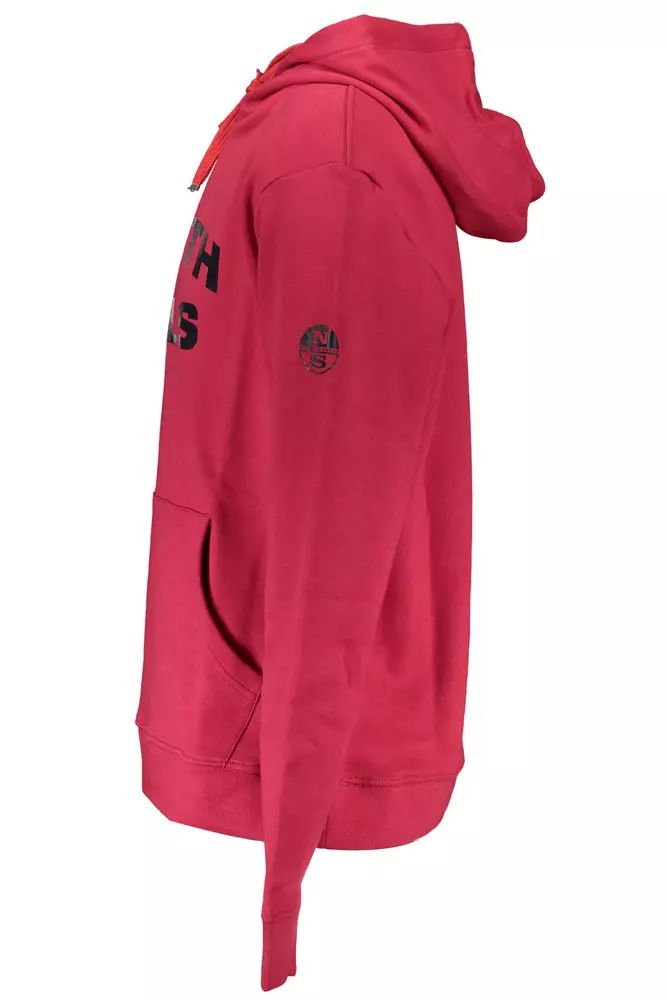 North Sails Vibrant Red Hooded Sweatshirt with Central Pocket