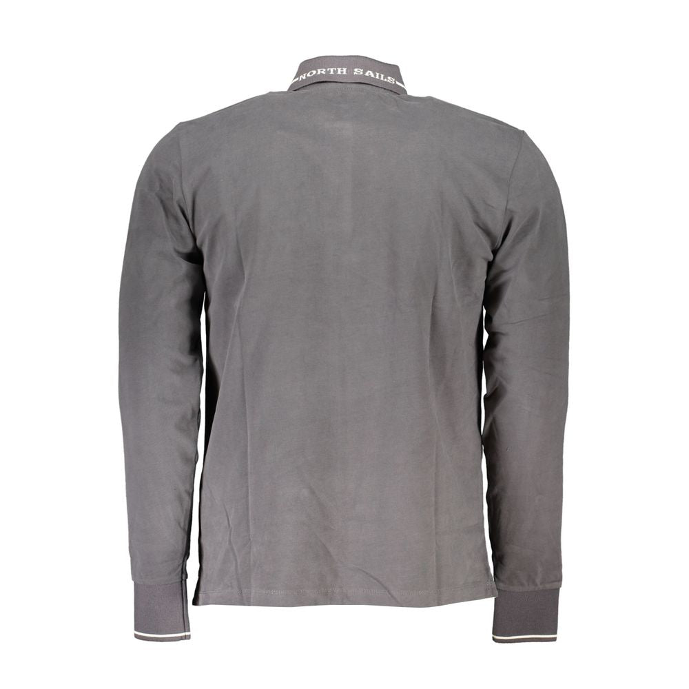 North Sails Sleek Gray Long-Sleeve Polo with Contrast Details