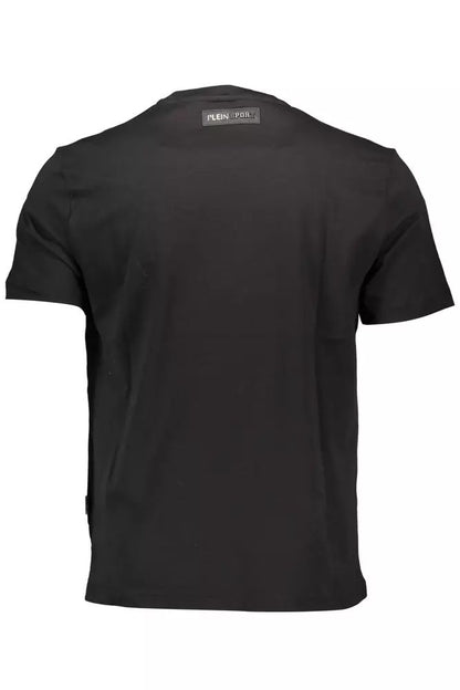 Plein Sport Sleek Black Cotton Crew Neck Tee with Logo