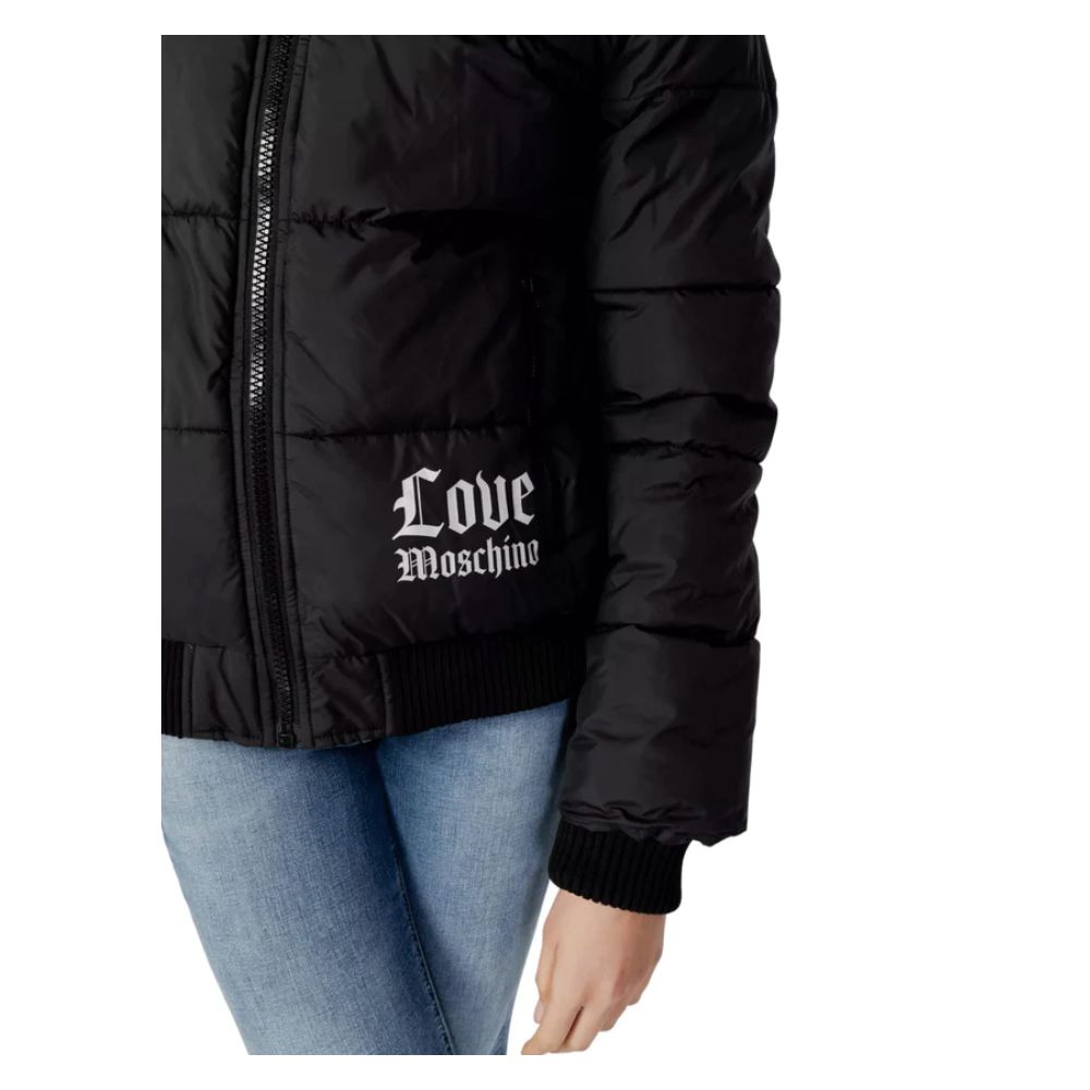 Love Moschino Chic Hooded Down Jacket with Signature Logo