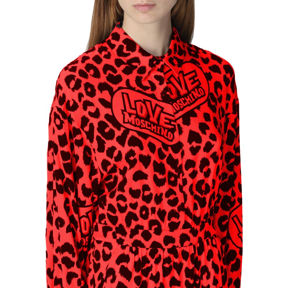 Love Moschino Rotes Viskosekleid