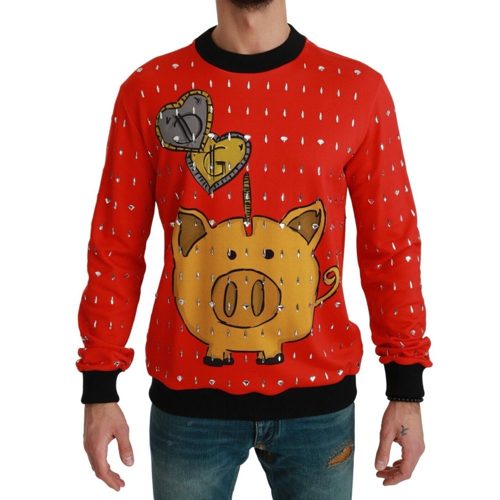 Dolce & Gabbana Crystal Diamond Pig Print Sweater