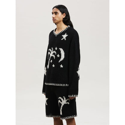 Palm Angels Nightsky Embroidered Wool Sweater