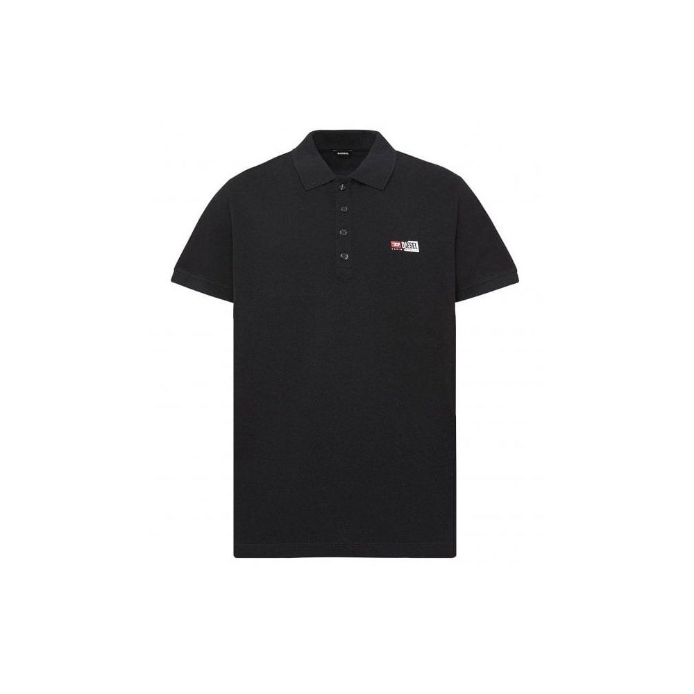 Diesel Sleek Black Cotton Polo with Contrast Logo