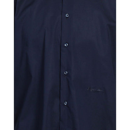 Aquascutum Elegant Blue Cotton Logo Shirt