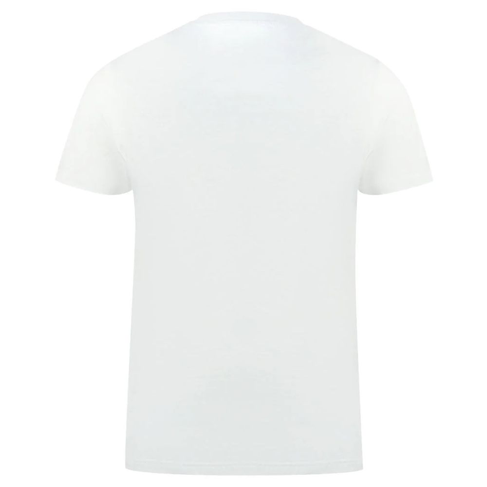 Aquascutum Classic White Cotton Logo Tee with Flag Detail