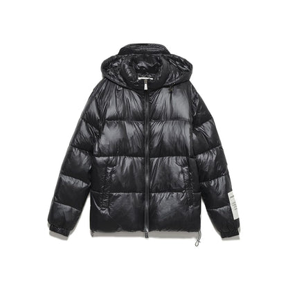 Hinnominate Elevated Black Quilted Down Jacket with Hood