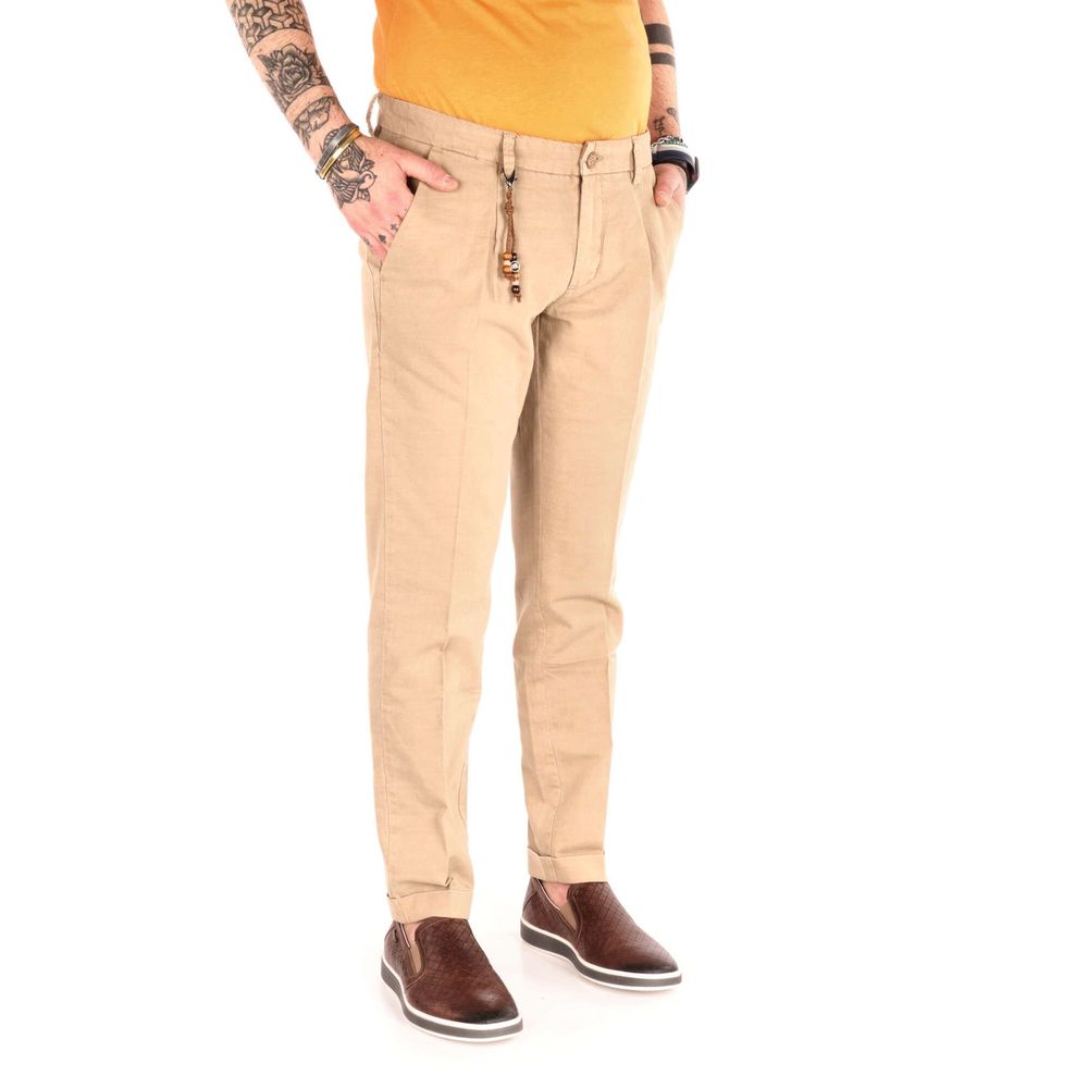 Yes Zee Chic Beige Cotton Chino Trousers