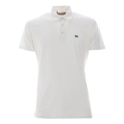 Yes Zee Elegant White Cotton Stretch Polo