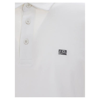 Yes Zee Elegant White Cotton Stretch Polo