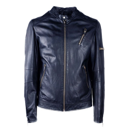 Emilio Romanelli Blue Leather Jacket