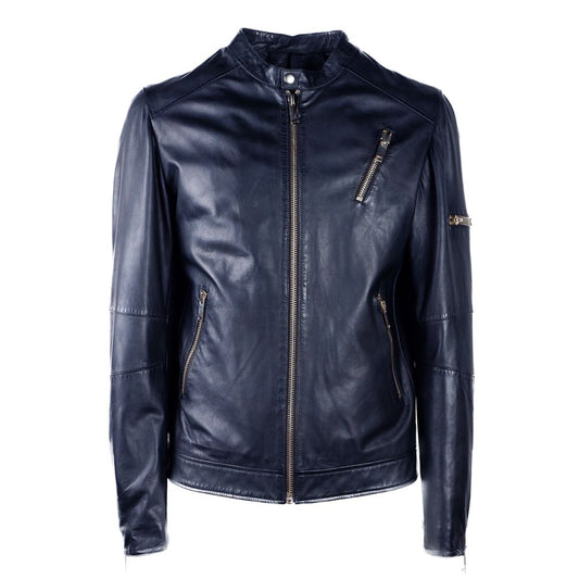 Emilio Romanelli Blue Leather Jacket