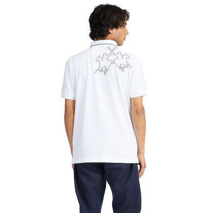 La Martina Sleek White Logo Cotton Polo Shirt for Men