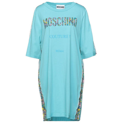 Moschino Couture Light Blue Cotton Dress