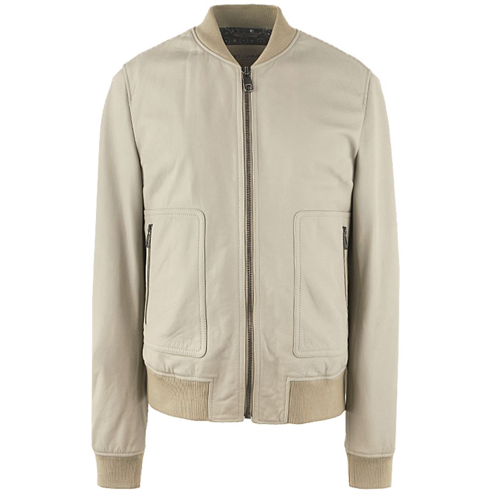 Dolce & Gabbana Beige Leather Di Lambskin Jacket