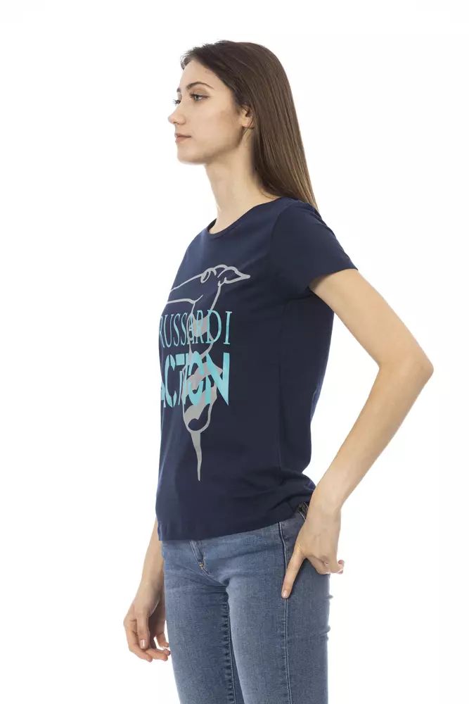 Trussardi Action Elegant Blue Print Tee with Short Sleeves