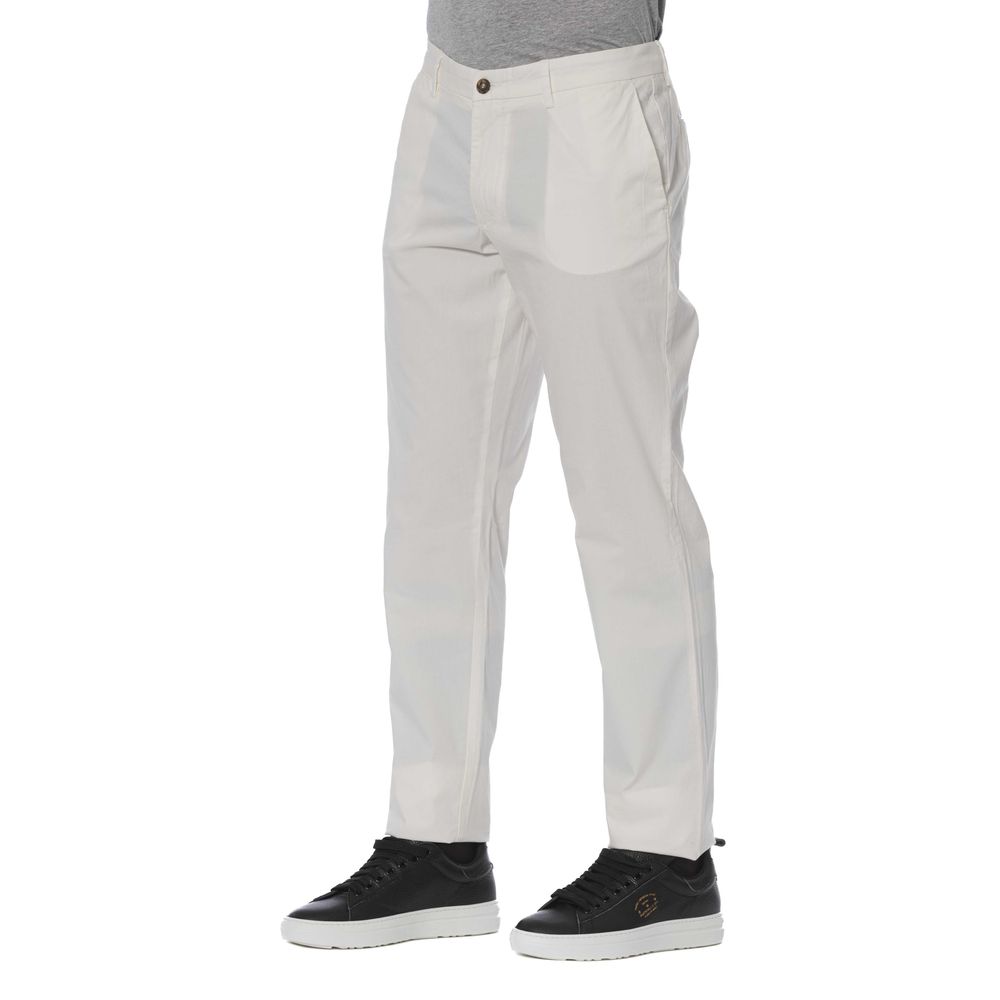 Trussardi Jeans Chic White Cotton Blend Trousers