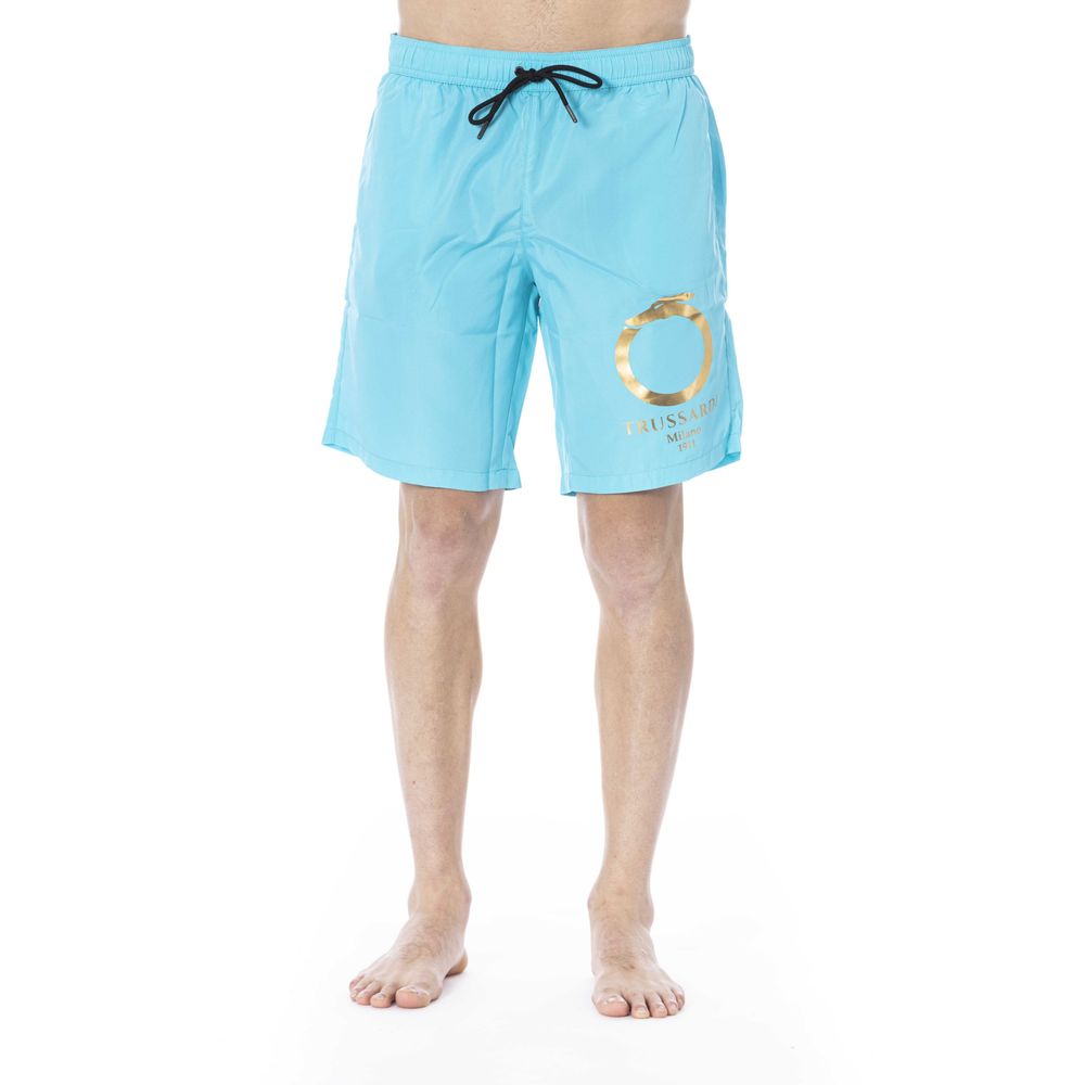 Trussardi Beachwear Light Blue Polyester Swimwear