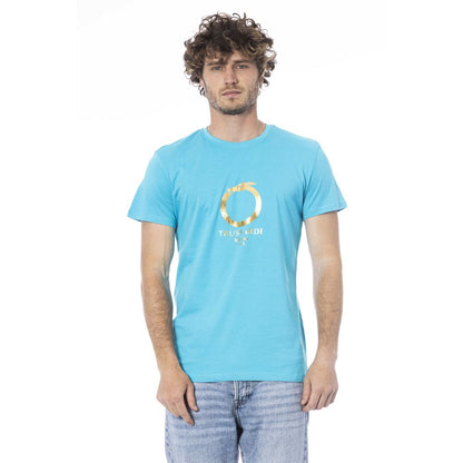 Trussardi Beachwear Light Blue Cotton T-Shirt