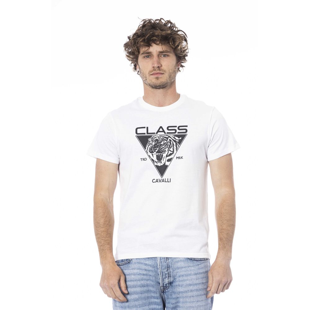 Cavalli Class White Cotton T-Shirt