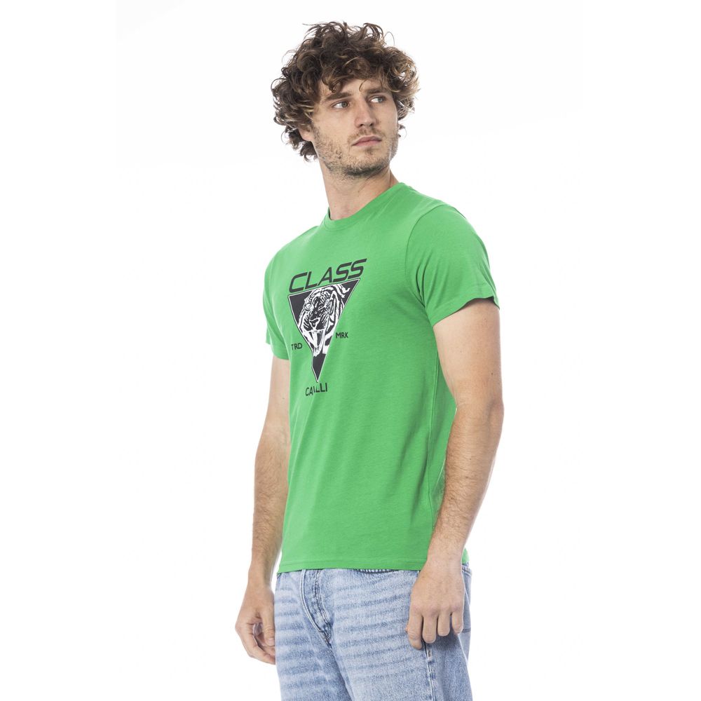 Cavalli Class Green Cotton T-Shirt