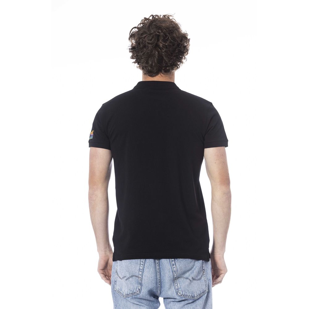 Cavalli Class Black Cotton Polo Shirt