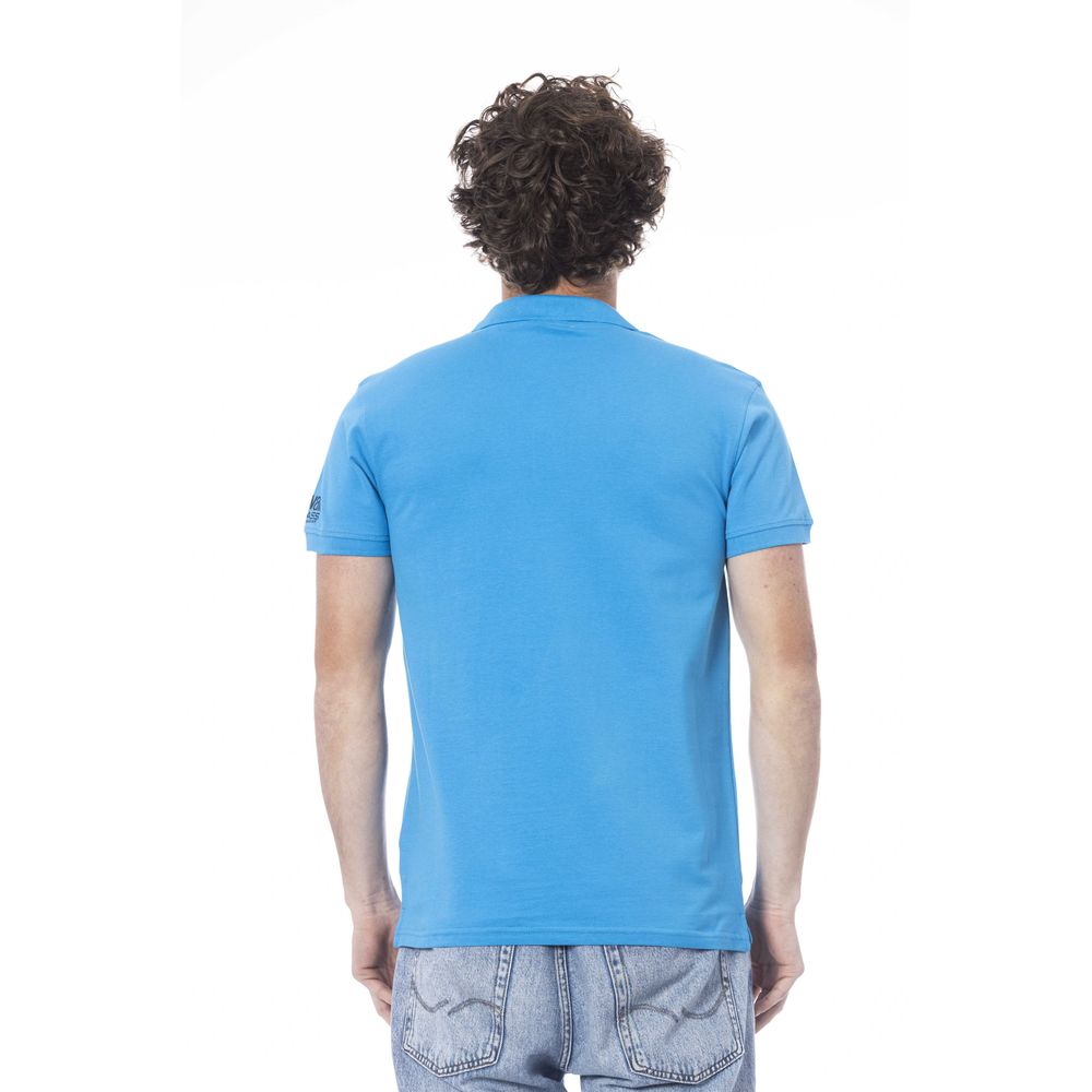 Cavalli Class Light Blue Cotton Polo Shirt