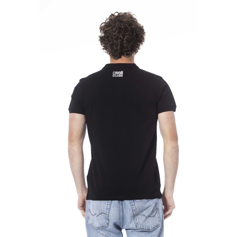 Cavalli Class Black Cotton Polo Shirt