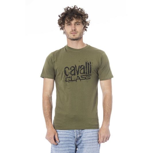 Cavalli Class Green Cotton T-Shirt