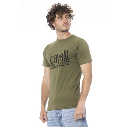 Cavalli Class Green Cotton T-Shirt