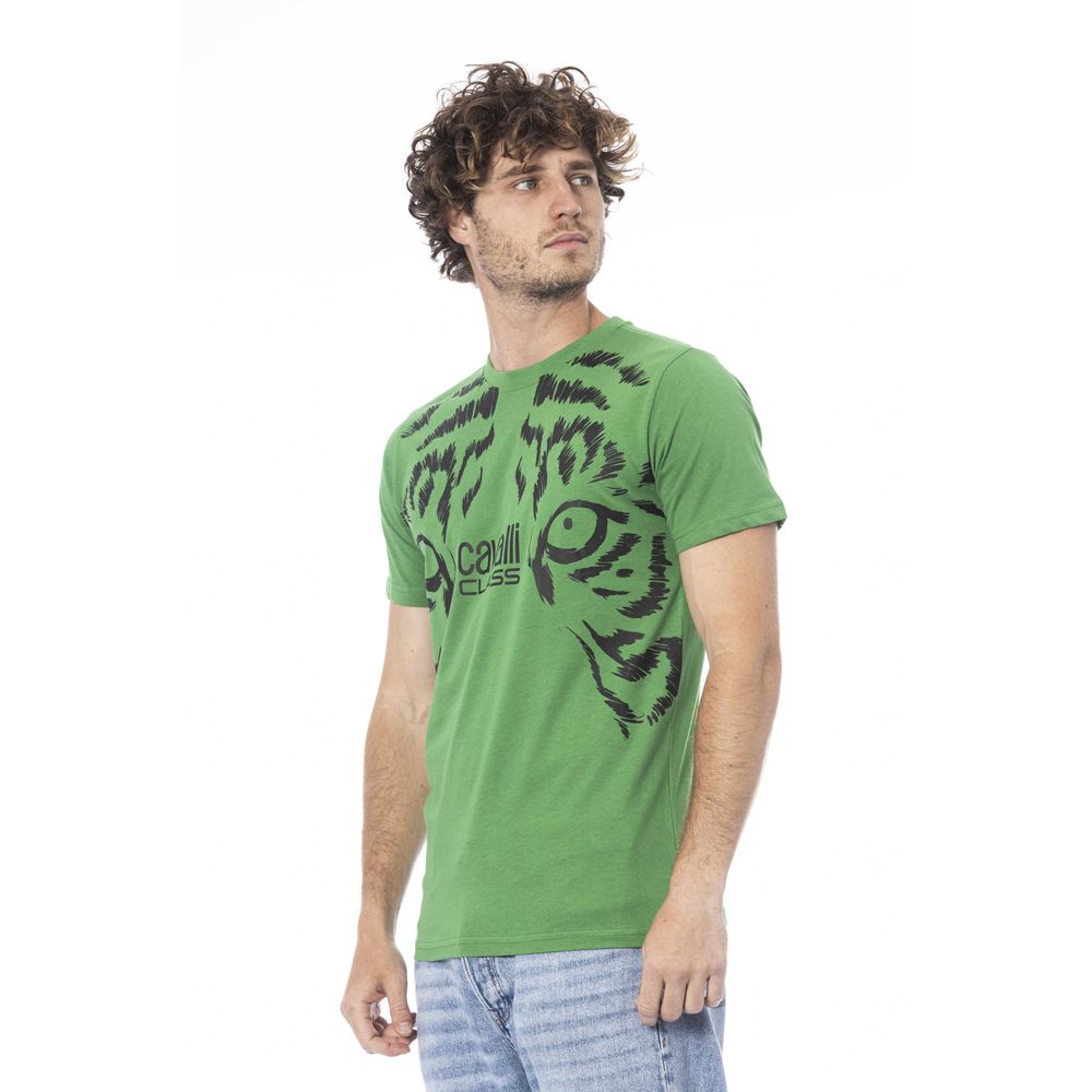 Cavalli Class Green Cotton T-Shirt