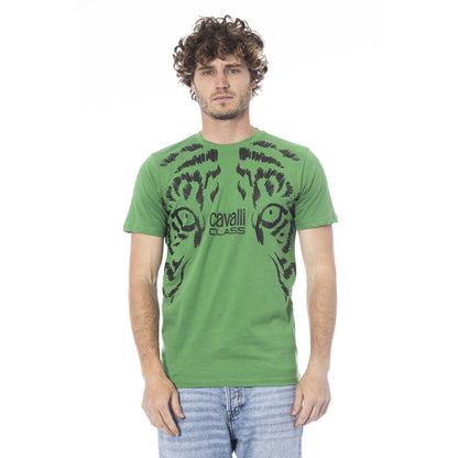 Cavalli Class Green Cotton T-Shirt