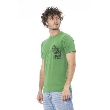 Cavalli Class Green Cotton T-Shirt